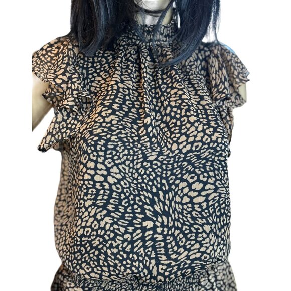 (5for $25) 1.STATE Smocked-Neck Leopard-Print Mini Dress Size Small‎ - Picture 9 of 12